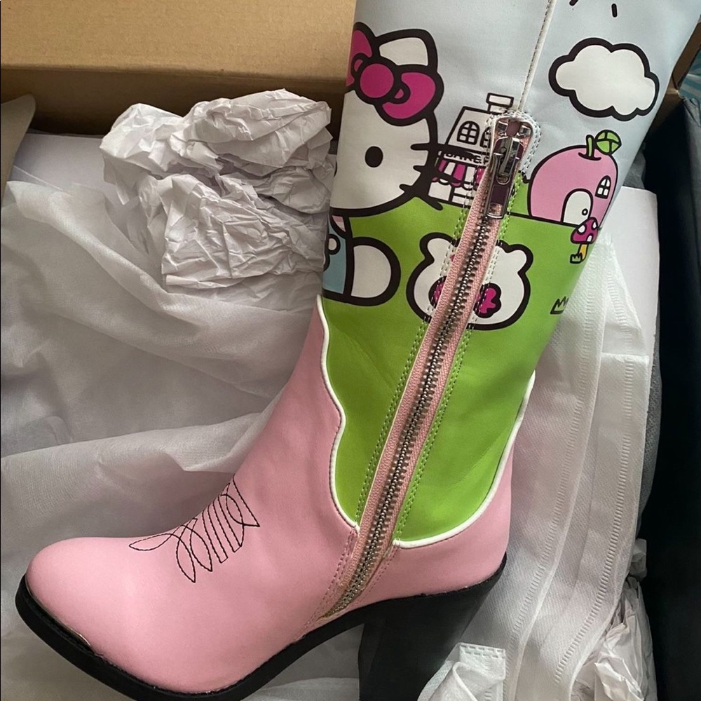 Size 7 Brand New Hello Kitty Boots from Dollskill 
They didn’t have a 7 1/2 ops